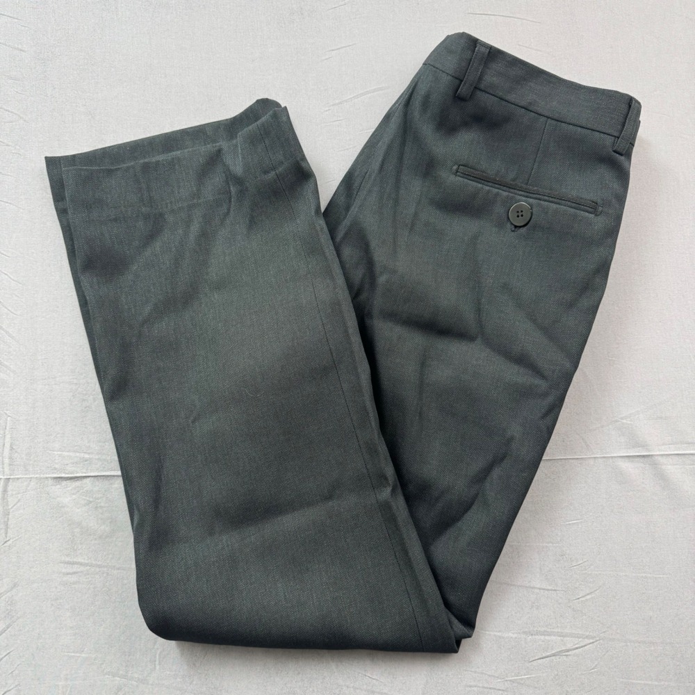 Stonker Mens Charcoal Gray Wool Silk Blend Dress Pants Straight‎ Leg Size 33